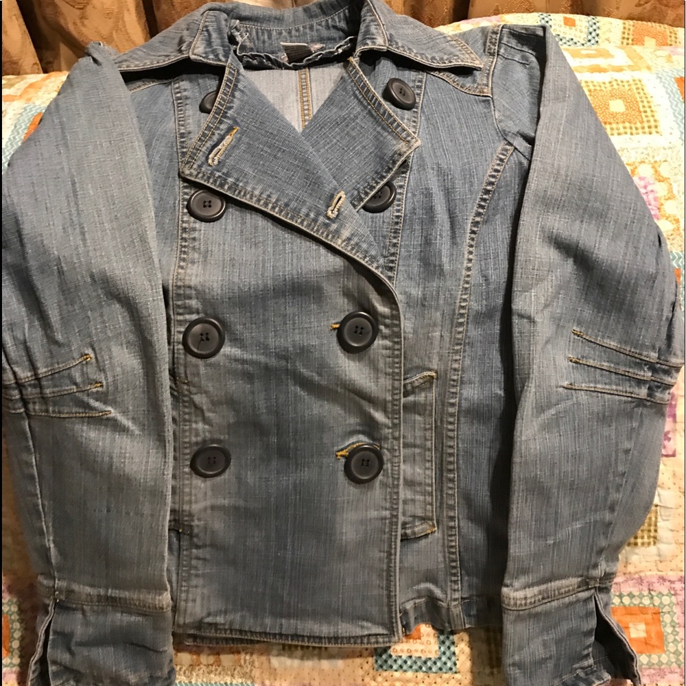 Vintage 90’s Denim fitted Peacoat style jacket/blazer Size M